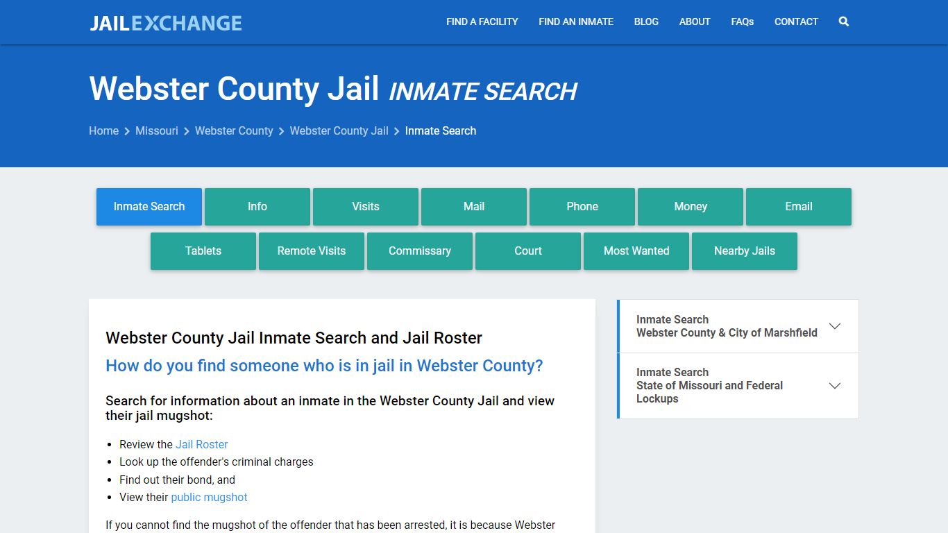 Inmate Search: Roster & Mugshots - Webster County Jail, MO